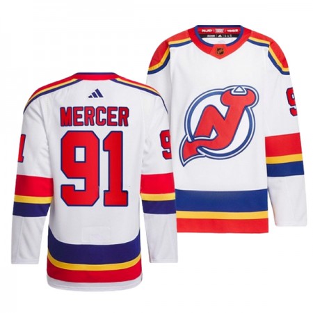 Miesten NHL New Jersey Devils Pelipaita Dawson Mercer 91 Reverse Retro 2.0 Adidas 2022-23 Valkoinen Authentic